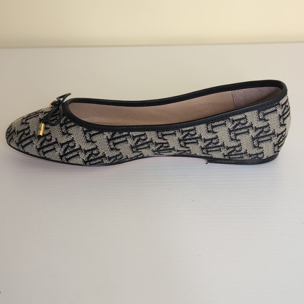 Lauren Ralph Lauren Size 7 Jayna II Ballet Flat Monogram Jacquard, NEW - Picture 8 of 12